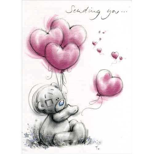 Мишка Тедди Me to You с воздушными шарами открытка