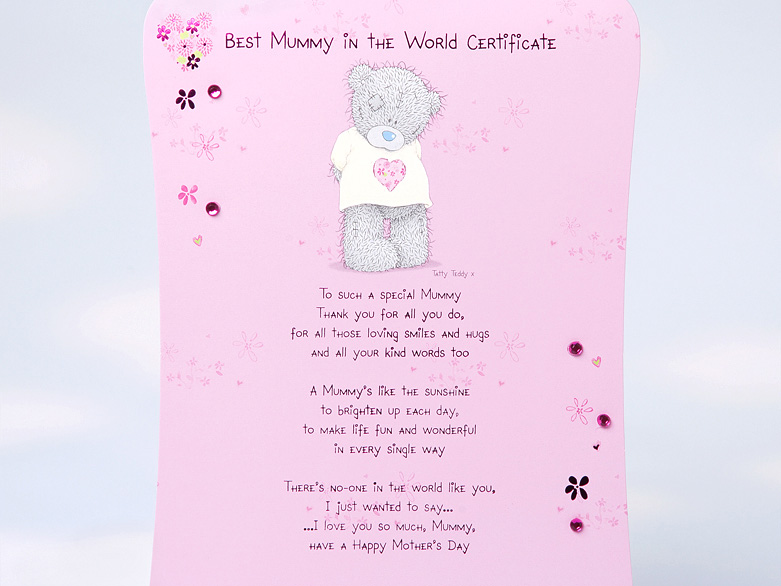 Мишка Тедди Me to You сертификат Лучшей маме в мире